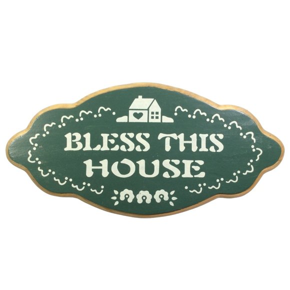 'Bless This House' Painted Wood Wall Plaque *NEW* - Picture 1 of 2